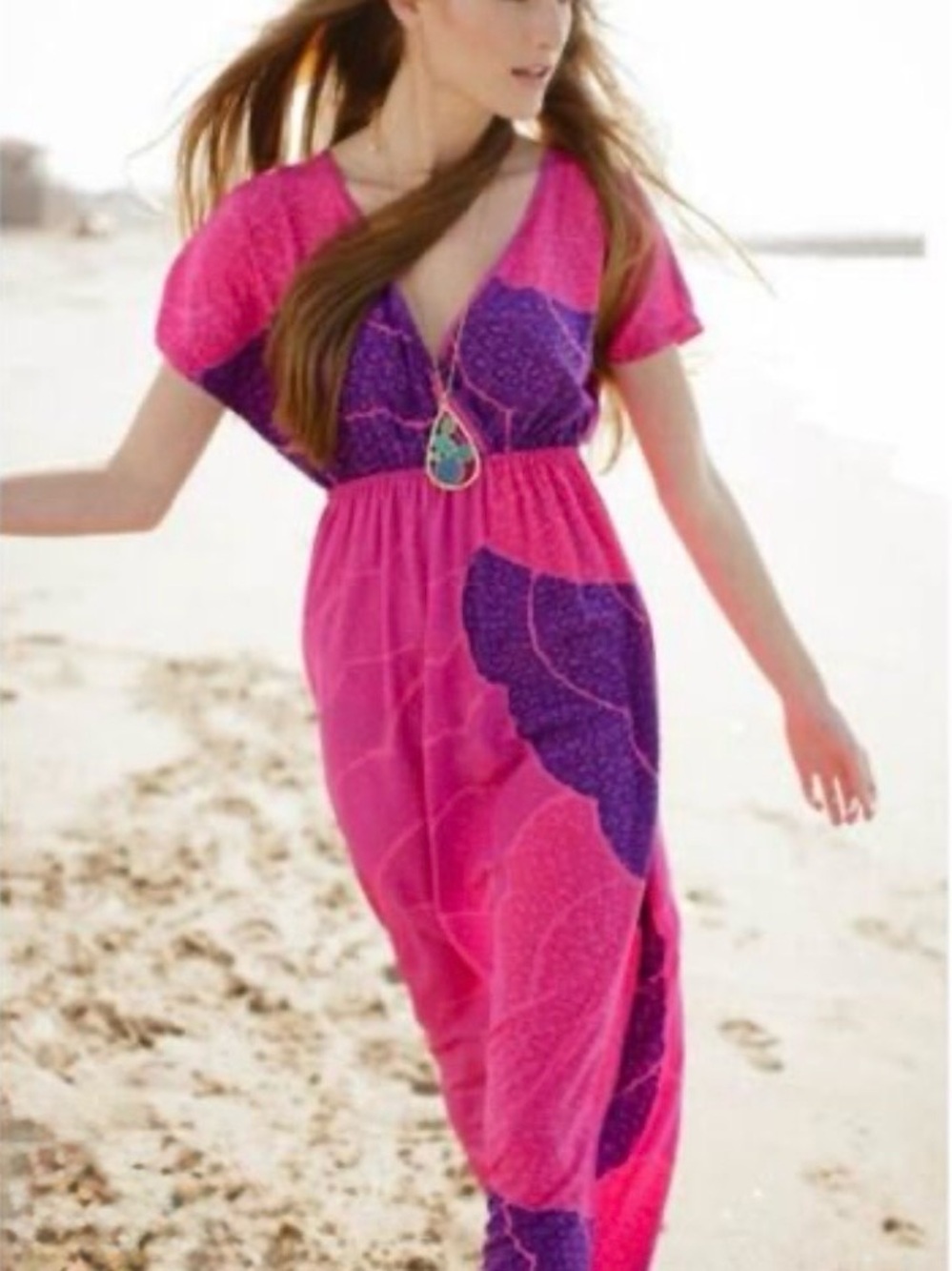 Trina Turk Hot Pink and Purple Floral Maxi Dress